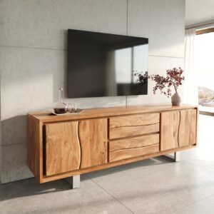 Lowboard Live-Edge 200 cm Akazie Natur 4 Türen 2 Schübe