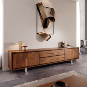 Lowboard Live-Edge 300 cm Akazie Braun 4 Türen 2 Schübe