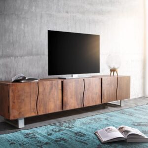 Lowboard Live-Edge 220 cm Akazie Braun massiv 6 Türen