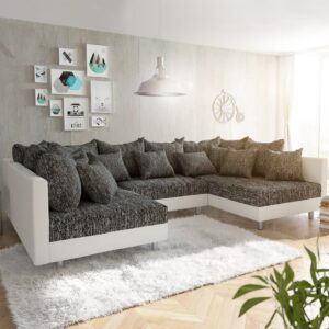 Wohnlandschaft Clovis Weiss Schwarz Modulares Sofa