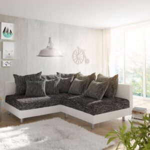 Ecksofa Clovis Weiss Schwarz Ottomane Links Modulsofa