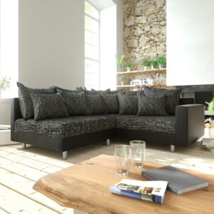 Ecksofa Clovis Schwarz modular Armlehne Ottomane Rechts