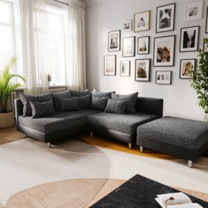 Ecksofa Clovis Schwarz Modulsofa Hocker Ottomane Links