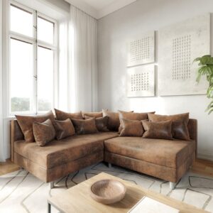 Ecksofa Clovis Braun Antik Optik Ottomane Links Modulsofa