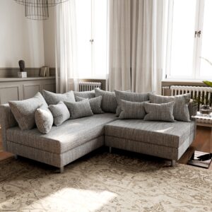 Ecksofa Clovis Hellgrau Strukturstoff Ottomane Links Modulsofa