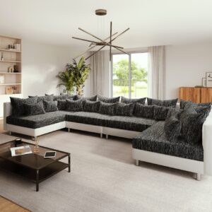 Wohnlandschaft Clovis XL Weiss Schwarz modular