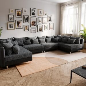 Wohnlandschaft Clovis XL Schwarz Modulsofa erweiterbar