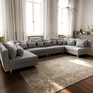 Wohnlandschaft Clovis XL Hellgrau Strukturstoff Modulsofa