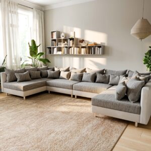 Wohnlandschaft Clovis XL Weiss Hellgrau Modulsofa