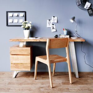 Schreibtisch Live-Edge 150x60 cm Akazie Natur 3 Schübe