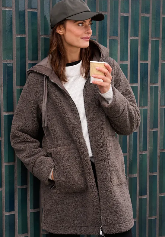 Teddy Mantel mit Kapuze