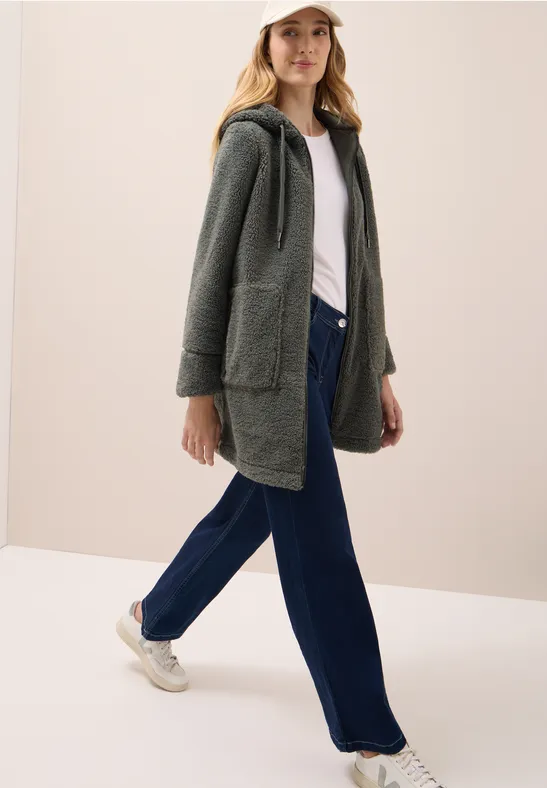 Teddy Mantel mit Kapuze