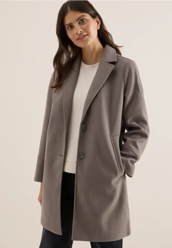 Woll-Optik Revers-Mantel