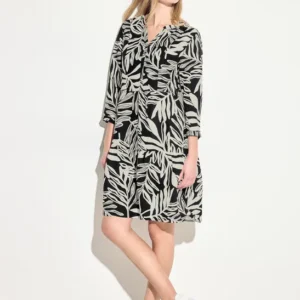 Leinenmix Print Kleid