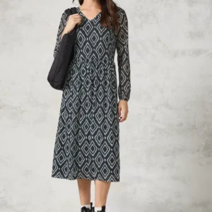 Bedrucktes Midi-Mesh-Kleid