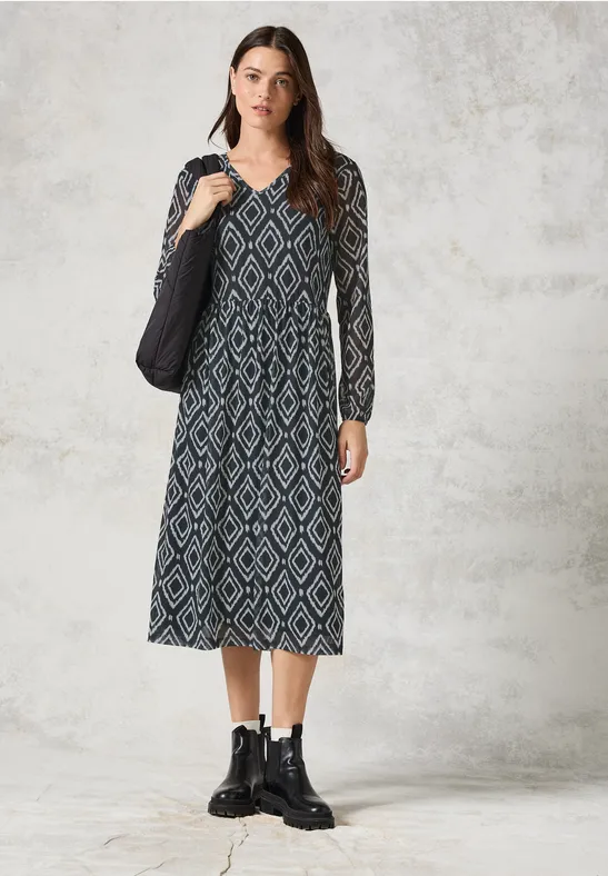 Bedrucktes Midi-Mesh-Kleid