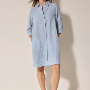 Gestreiftes Leinenkleid