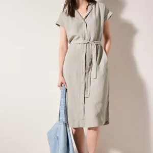 Leinenmix-Blusenkleid