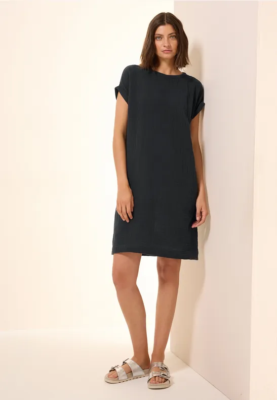 Musselin-Kleid in Unifarbe