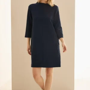 Strukturkleid in Unifarbe