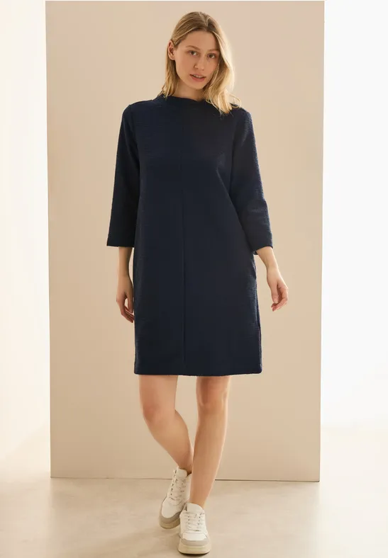 Strukturkleid in Unifarbe