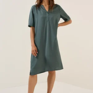 Split Neck Strukturkleid