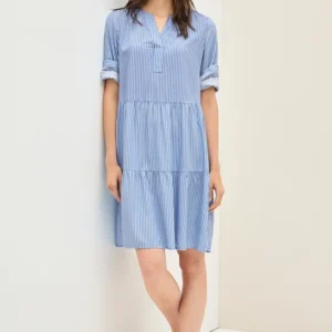 Gestreiftes Volant-Kleid