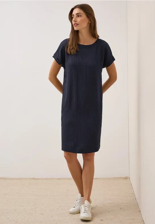 Seersucker Kleid in Unifarbe