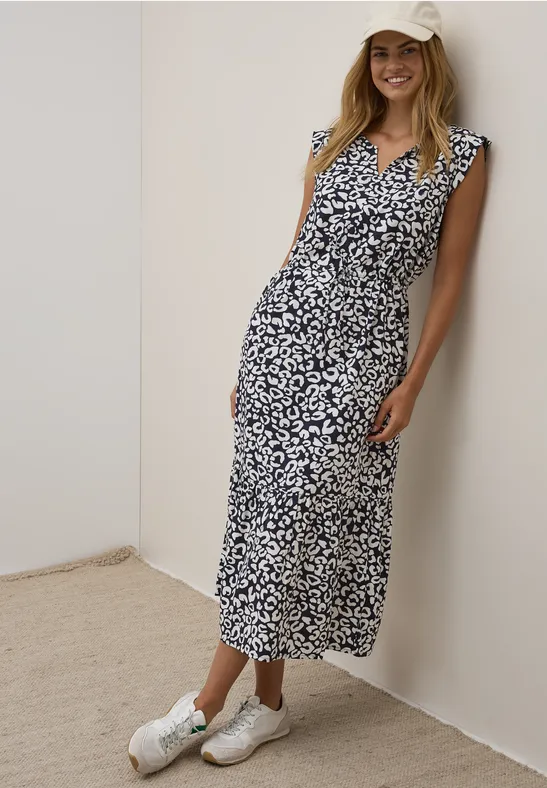 Gemustertes Volant-Kleid