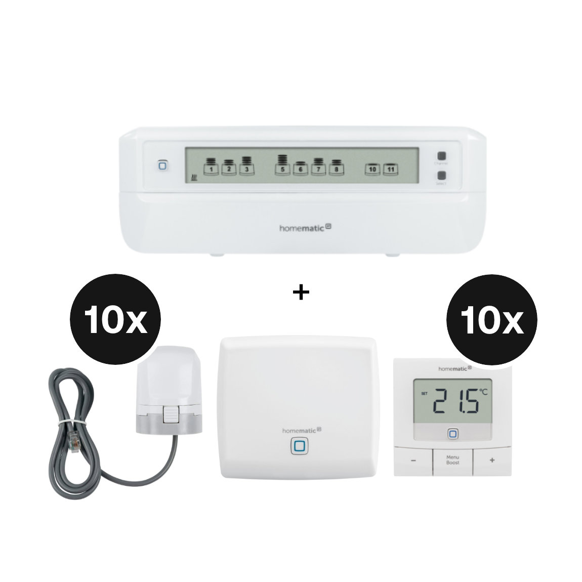 Homematic IP Fußbodenheizungs-Set Basic motorisch für 10 Räume