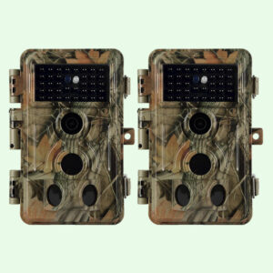 2-tlg. Wildtierkamera 64MP 1296p mit Bewegungsmelder Nachtsicht Max. Entfernung bis 90 Füße, 0,1s Trigger Geschwindigkeit,IP66 Wasserdichter| A262