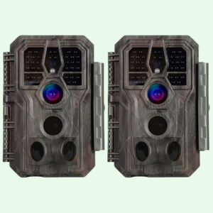 2-tlg. Wildkamera 64MP 1296p mit Audio und Bewegungsmelder Nachtsicht Max. Entfernung bis 100 Füße, 0,1s Trigger Geschwindigkeit , IP66 Wasserdichter | A280