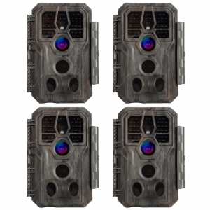 4-tlg. Wildkamera 64MP 1296p mit Audio und Bewegungsmelder Nachtsicht Max. Entfernung bis 100 Füße, 0,1s Trigger Geschwindigkeit , IP66 Wasserdichter | A280
