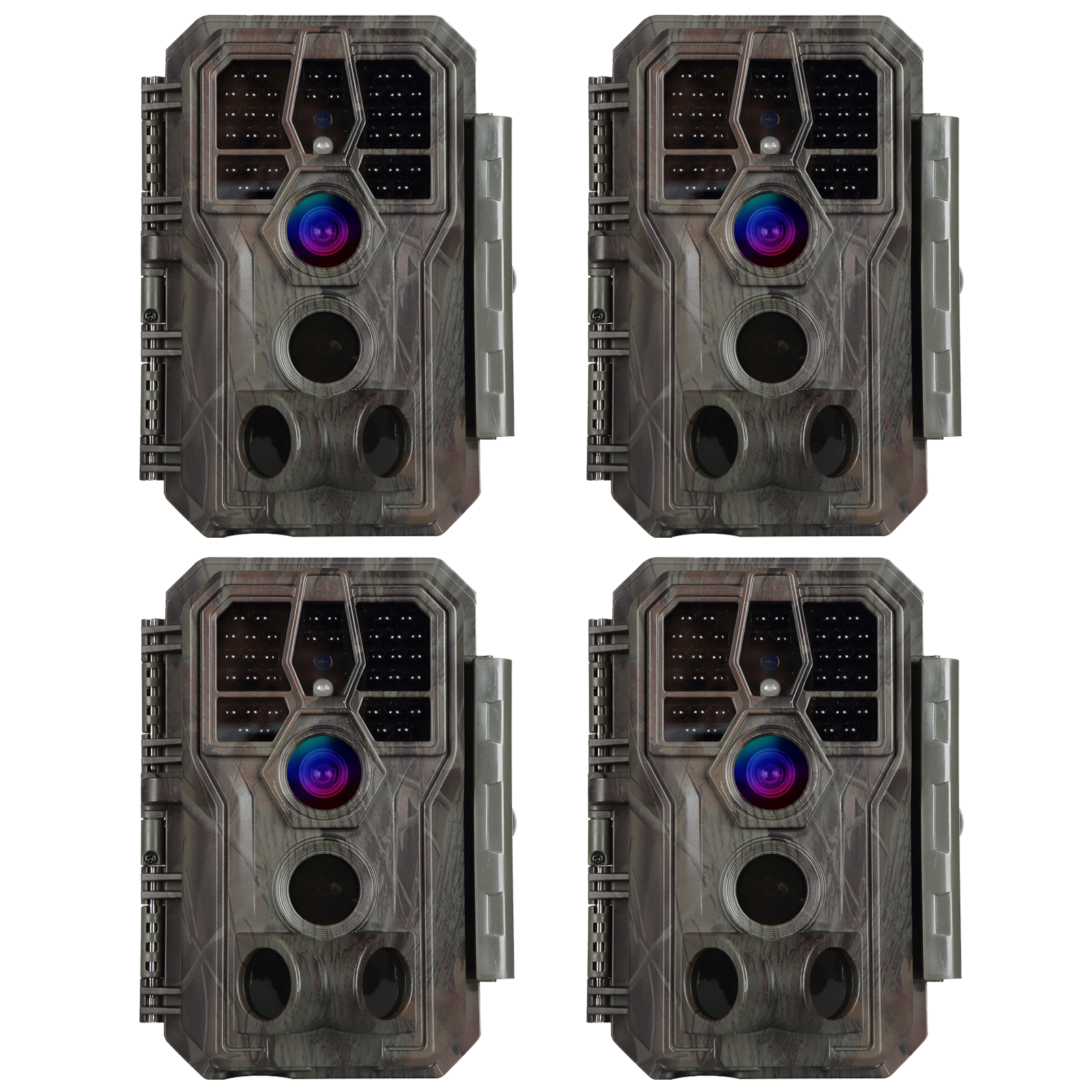 4-tlg. Wildkamera 64MP 1296p mit Audio und Bewegungsmelder Nachtsicht Max. Entfernung bis 100 Füße, 0,1s Trigger Geschwindigkeit , IP66 Wasserdichter | A280