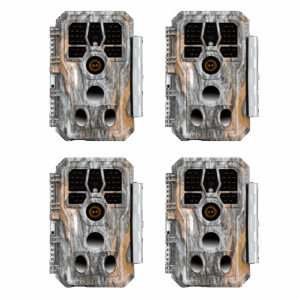 4-tlg. Wildkamera 64MP 1296p mit Audio und Bewegungsmelder Nachtsicht Max. Entfernung bis 100 Füße, 0,1s Trigger Geschwindigkeit , IP66| A280