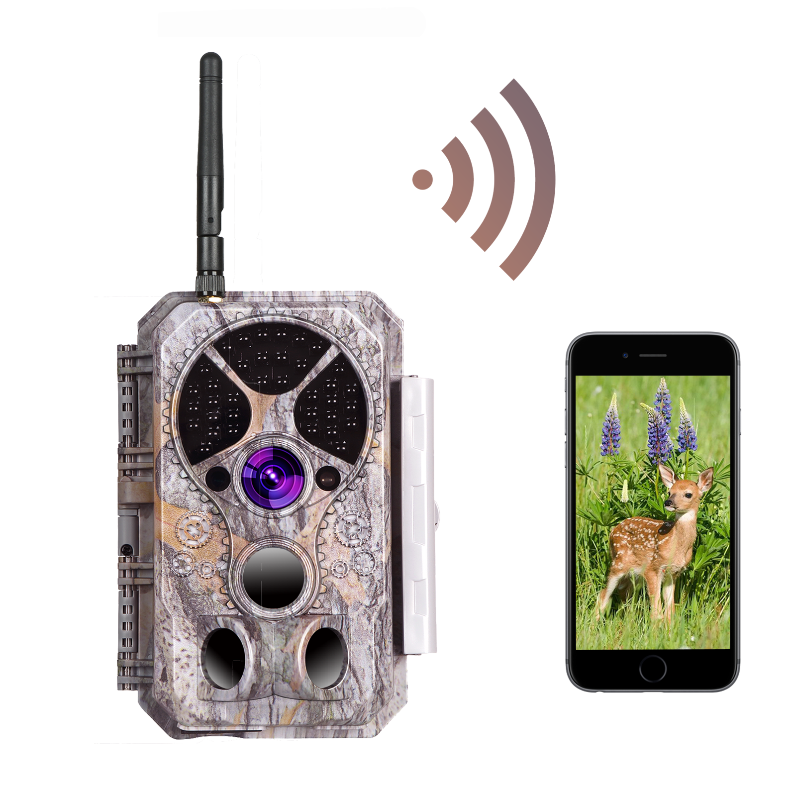 Wildkamera Wlan Fotofalle Jagdkamera Wildtierkamera 64MP 1296P 0,1s Schnelle Trigger Geschwindigkeit Nachtsicht Bewegungsmelder 120°PIR IP66 Wasserdichter | A350W