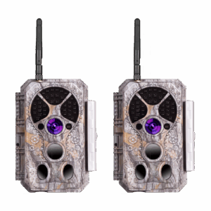 2-tlg. Wildkamera Wlan Fotofalle Jagdkamera Wildtierkamera 64MP 1296P 0,1s Schnelle Trigger Geschwindigkeit Nachtsicht Bewegungsmelder 110°PIR IP66 Wasserdichter | A350W Grau