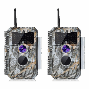 2-tlg. Wildkamera Wlan Fotofalle Jagdkamera Wildtierkamera 64MP 1296P 0,1s Schnelle Trigger Geschwindigkeit Nachtsicht Bewegungsmelder 110°PIR IP66 Wasserdichter | W600 Grau