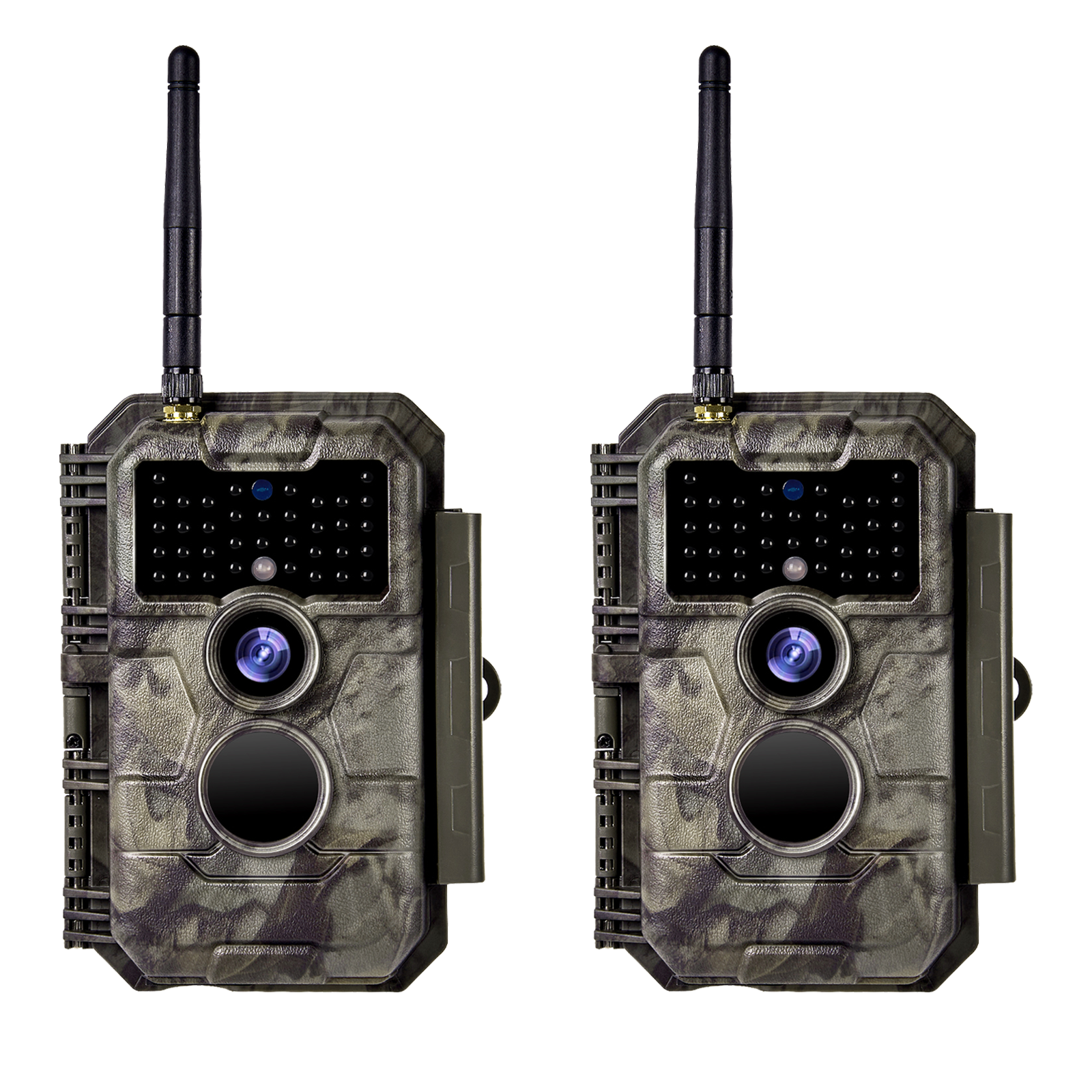 2-tlg. Wildkamera Wlan Fotofalle Jagdkamera Wildtierkamera 64MP 1296P 0,1s Schnelle Trigger Geschwindigkeit Nachtsicht Bewegungsmelder 110°PIR IP66 Wasserdichter | W600 Braun