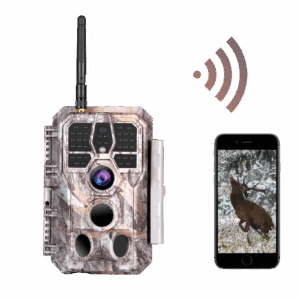 Wildkamera Wlan Fotofalle Jagdkamera Wildtierkamera 64MP 1296P 0,1s Schnelle Trigger Geschwindigkeit Nachtsicht Bewegungsmelder 120°PIR IP66 Wasserdichter | A280W Grau