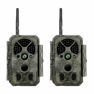 2-tlg. Wildkamera Wlan Fotofalle Jagdkamera Wildtierkamera 64MP 1296P 0,1s Schnelle Trigger Geschwindigkeit Nachtsicht Bewegungsmelder 120°PIR IP66 Wasserdichter | A350W Grün