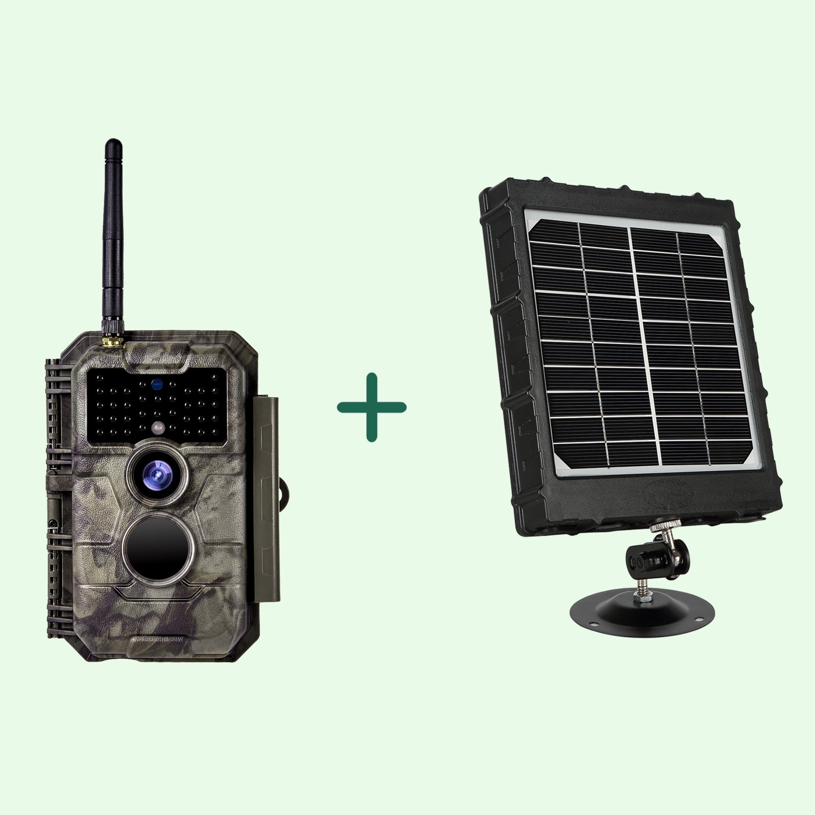 Bundle Wildkamera Wildtierkamera Jagdkamera Wlan 64MP 1296P 0,1s Auslöserzeit Bewegungsmelder 110°PIR und Solarpanel-Kits 8000mAh 12V/9V/6V| W600 Braun