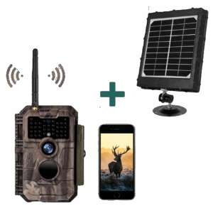 Bundle Wildkamera Wildtierkamera Jagdkamera Wlan 64MP 1296P 0,1s Auslöserzeit Bewegungsmelder 110°PIR und Solarpanel-Kits 8000mAh 12V/9V/6V| W600 Rot