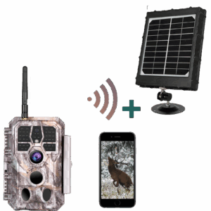 Bundle Wildkamera Wildtierkamera Jagdkamera Wlan 64MP 1296P 0,1s Auslöserzeit Bewegungsmelder 120°PIR und Solarpanel-Kits 8000mAh 12V/9V/6V | A280W Grau