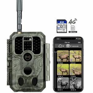 4G LTE Wildkamera Fotofalle Wildtierkamera mit SIM-Karte 120° Bewegungserkennung 48MP 1296P Nachtsicht IP66 wasserdicht und 32GB SD Karte A390G Green