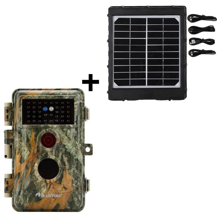Bundle Wildkamera Wildtierkamera Jagdkamera 64MP 2304*1296p + Solarpanel-Kits 3W 8000mAh 12V/9V/6V Maximale Entfernung bis 75 Füße, 0,3s Auslöserzeit | A252