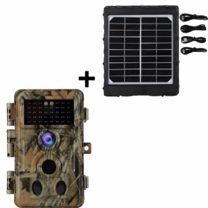 Bundle Wildkamera Wildtierkamera Jagdkamera 64MP 2304*1296p + Solarpanel-Kits 3W 8000mAh 12V/9V/6V Maximale Entfernung bis 90 Füße, 0,5s Auslöserzeit | A262
