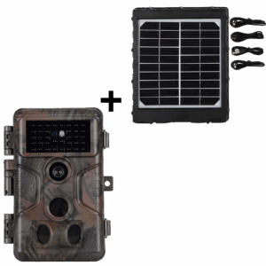 Bundle Wildkamera Wildtierkamera Jagdkamera 64MP 2304*1296p + Solarpanel-Kits 3W 8000mAh 12V/9V/6V Maximale Entfernung bis 90 Füße, 0,1s Auslöserzeit | A323