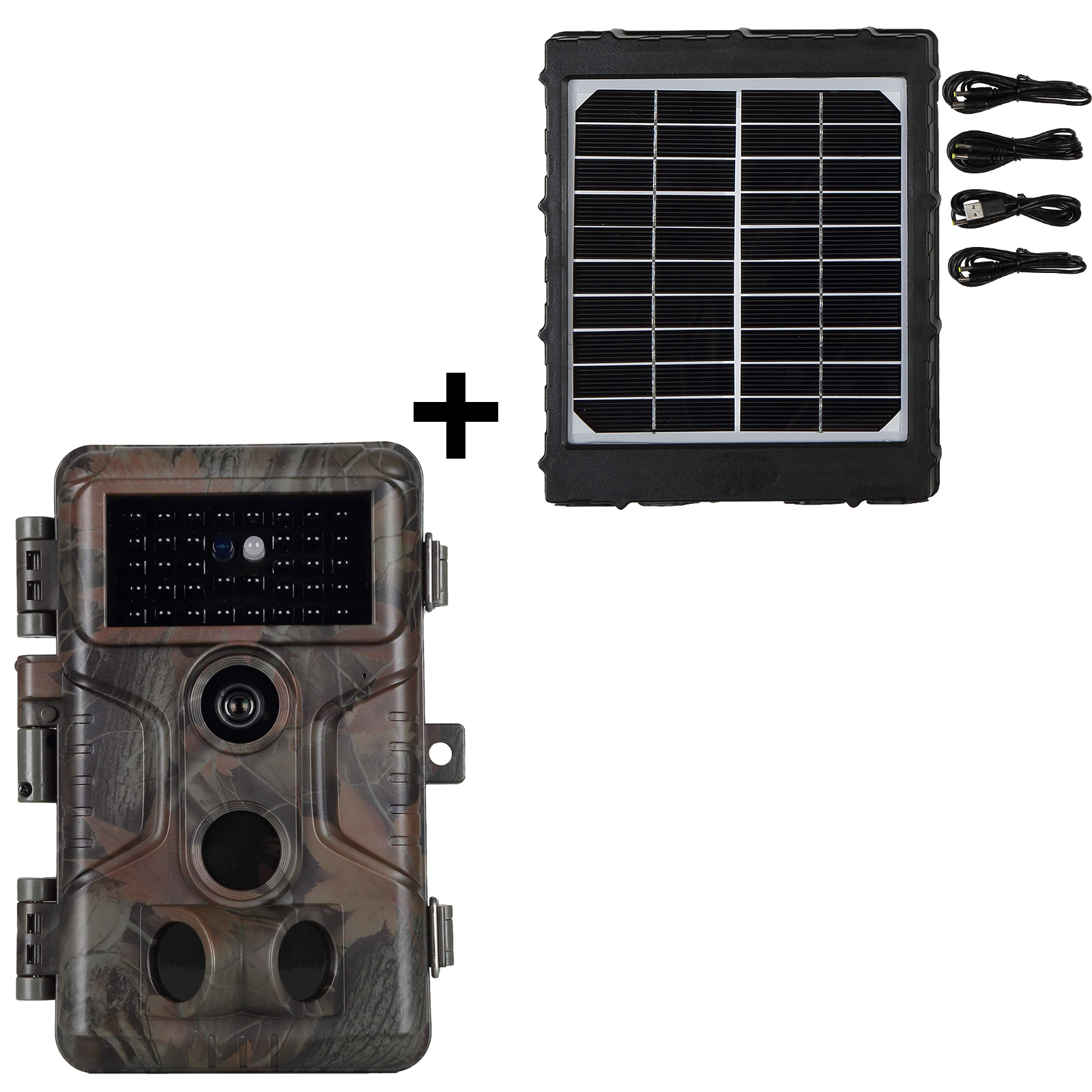 Bundle Wildkamera Wildtierkamera Jagdkamera 64MP 2304*1296p + Solarpanel-Kits 3W 8000mAh 12V/9V/6V Maximale Entfernung bis 90 Füße, 0,1s Auslöserzeit | A323