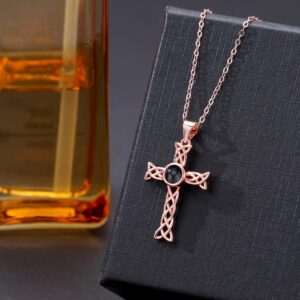 Foto Projektion Halskette mit Bild im Stein - Keltisches Kreuz